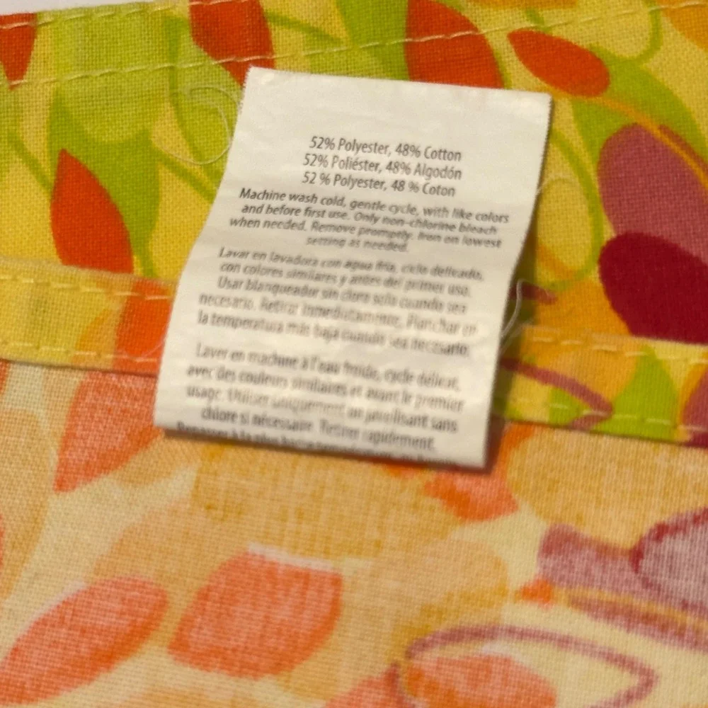 Fiesta Floral Cloth Napkins Set of 6 Yellow Orange Red Green Sunburst 18x18 Sq